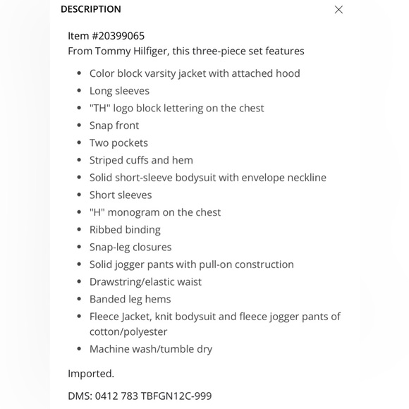 Tommy Hilfiger Baby Boy 3 Piece Set - Picture 4 of 4